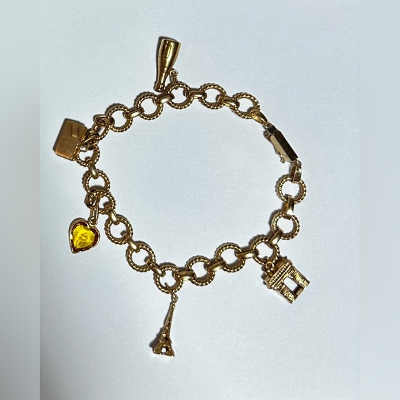 Solid 14k gold Paris themed charm bracelet - Picture 2 of 4